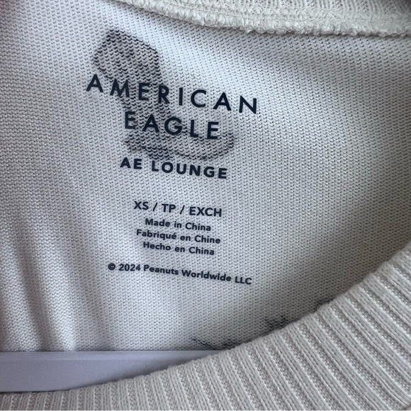 American Eagle Snoopy Cowboy Print Cream PJ Set Shorts/Long Sleeve Crop Top NWOT - Picture 6 of 7